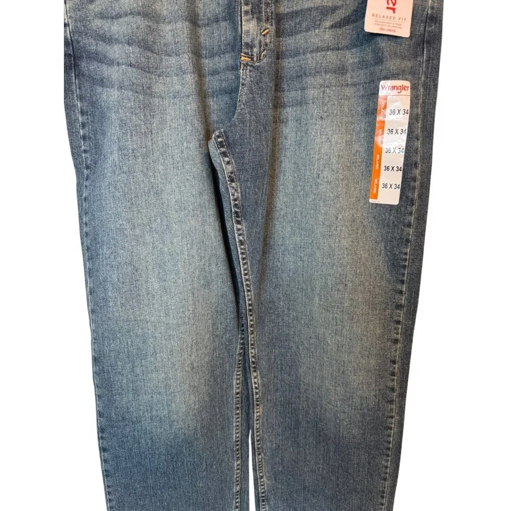 NWT Wrangler 36X34 Mens Relaxed Fit Jeans Blue Denim Classic Style - Picture 5 of 12